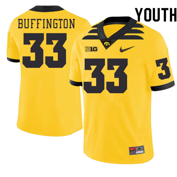 Youth #33 Cam Buffington Iowa Hawkeyes College Football Jerseys Stitched-Gold